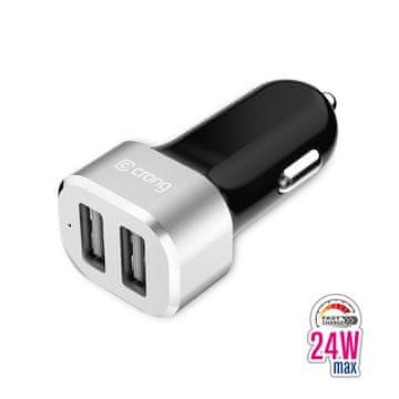 Crong Power auto punjač 24W - Auto punjač 2xUSB 2.4A (aluminij)