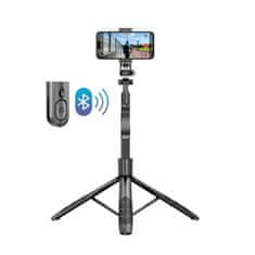 Crong SelfieGo Ultra - aluminijski Bluetooth selfie štapić s tronožcem (crni)