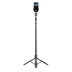 Crong SelfieGo Ultra - aluminijski Bluetooth selfie štapić s tronožcem (crni)