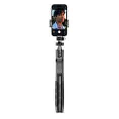 Crong SelfieGo Ultra - aluminijski Bluetooth selfie štapić s tronožcem (crni)