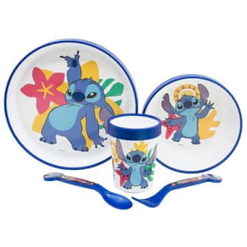 Bostitch Disney - Set posuđa za mikrovalnu pećnicu s neklizajućim efektom, 5 komada (tanjur, zdjela, šalica, vilica, žlica)