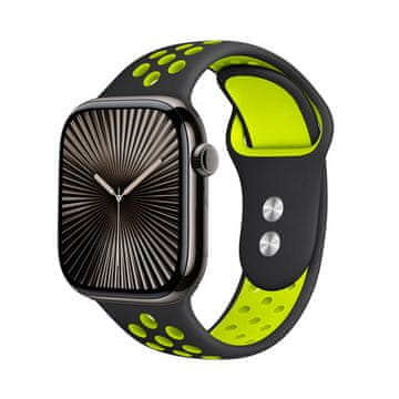 Crong Duo Sport - Apple Watch remen 38/40/41/42 mm (crna/limeta)