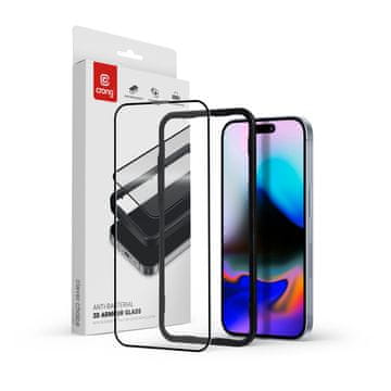 Crong antibakterijsko 3D zaštitno staklo - 9H kaljeno staklo s punim ljepilom za iPhone 16 Pro Max + okvir za montažu