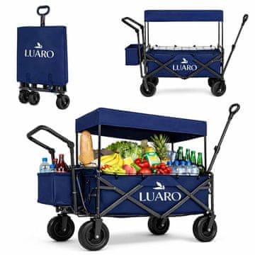 Luniks Sklopiva kolica za plažu s nadstrešnicom i mrežom - tamnoplava