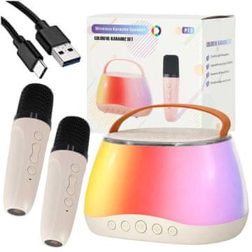 Luniks Karaoke set Bluetooth zvučnik LED RGB – 2 mikrofona, USB