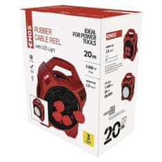 EMOS Produžni kabel na bubnju P08420 out. 20 m / 4 sockets / rubber / 230 V / 1.5 mm2 with LED reflector