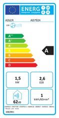 Adler Prijenosni klima uređaj AD 7924, 1.5kWh, 5000BTU/h
