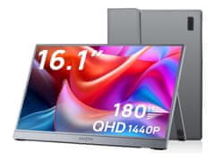 Arzopa Z3FC monitor, prijenosni, QHD, IPS, 180Hz, USB-C, miniHDMI, kućište