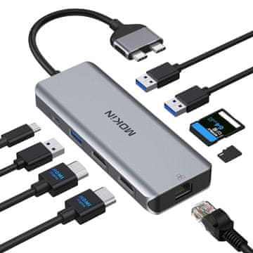 slomart MOKiN priključna stanica za MacBook Pro s dva monitora i HDMI adapterom, 9 u 2 USB-C adapter za MacBook Pro Air, Mac HDMI priključni ključ.