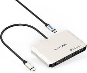 slomart WAVLINK priključna stanica s 4 monitora za macOS: 4x HDMI, 4K izlaz, 140W PD, M1/M2/M3/M4 podrška, USB3.2, SMI driver.