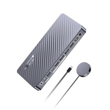 slomart AV Access 8K KVM prekidač za 2 monitora, 2 računala, 100W USB-C, Ethernet, 8K@60Hz/4K@165Hz, 4xUSB 3.2, Audio, SD, žičani daljinski