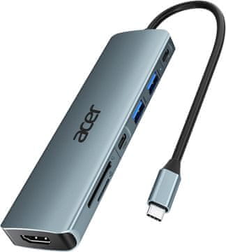 slomart Acer USB C Hub 7 u 1 - 4K HDMI, USB 3.0, Tip C PD, SD/TF čitač. Aluminijski adapter za iPhone, MacBook, iPad, S24, Surface.