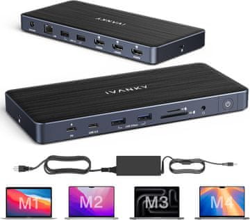 slomart iVANKY 14-u-1 FusionDock Pro - USB-C priključna stanica za MacBook Pro s 150W napajanjem, 4K trostruki monitori, HDMI, PD, SD/TF. Za M1/M2/M3/M4 Mac, Lenovo, Dell.