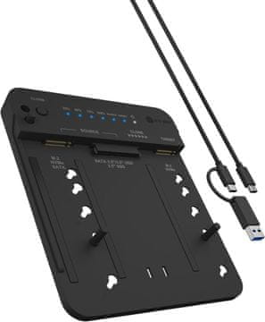 slomart ICY BOX priključna stanica za HDD/SSD: USB 3.2, kloniranje, SATA 2.5/3.5" & M.2 NVMe, vanjska, USB-C & USB-A, IB-2913MCL-C31