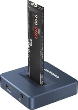 slomart ANYOYO M.2 NVMe priključna stanica - 10Gbps USB-C 3.2 Gen 2 za M/B Key SSD, bez alata, za 2230/2242/2260/2280 NVMe kućište