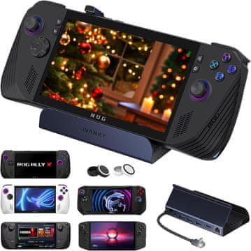 slomart iVANKY priključna stanica za Steam Deck/ROG Ally, HDMI 2.1 4K@144Hz, Ethernet, USB-A, 100W punjenje, 8-u-1. ROG Alloy X/Legion go/Steam Deck OLED/MSI Claw