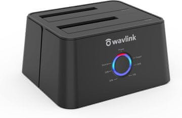 slomart WAVLINK Dvostruki Bay SATA HDD/SSD priključna stanica - USB 3.0/C, 2.5/3.5", kloniranje. Crna. B01MYUA2Q2.