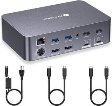 slomart AV Access KVM prekidač za 2 monitora, 2 laptopa - 4K, USB-C, 60W PD, 1G Ethernet, EDID, 2K@144Hz, idealno za ured i gaming.