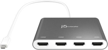 slomart j5create USB-C na 4 HDMI adapter hub - Razdjelnik za više monitora - 4x 1080p 60Hz - MacBook & Windows (JCA366)