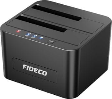 slomart FIDECO priključna stanica za tvrdi disk - USB 3.0 za 2.5/3.5" SATA HDD/SSD, dvostruki utor, kloniranje bez povezivanja, B08291CB6J