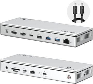 slomart WAVLINK Thunderbolt 4 priključna stanica - 96W PD, 8K/trostruki 4K monitor, 2xTB4, 2xHDMI, USB-A, USB-C, Ethernet, SD/MicroSD, Audio