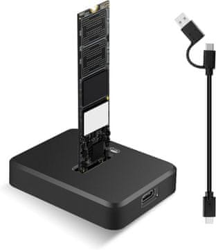 slomart Priključna stanica za M.2 NVMe/SATA SSD - Dvostruki protokol, 10Gbps/5Gbps, USB 3.1 Gen2, M-Key/B+M Key, za 2230-2280 SSD