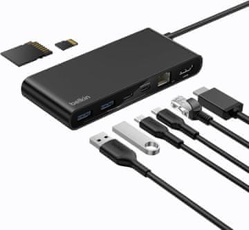 slomart Belkin Connect 8-u-1 USB-C čvorište: 4K@60Hz, 100W PD, 10Gbps, 2.5Gbps Ethernet. Za Mac/Windows/Chromebook. Crno. B0FXXJMY3W