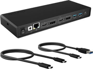 slomart ICY BOX USB-C priključna stanica (14-u-1) - 2 monitora (2x HDMI & 2x DP), 5K/30Hz | 4K/60Hz, USB 3.0, PD 65W, Gigabit, Audio, IB-DK2245AC