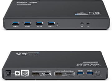 slomart WAVLINK USB-C priključna stanica 14-u-1, 65W PD, 5K/4K@60Hz, 2xHDMI & 2xDP, za laptop, Windows, Mac OS, novi MacBook Neo.