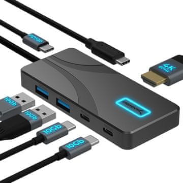 slomart SABRENT USB C Hub s 5 portova - 2x USB-A, 2x USB-C, 4K@60Hz HDMI, 80W PD, Aluminijsko kućište. Za laptop, tablet, telefon. HDR/HDCP podrška.