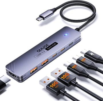 slomart QUUGE 6 u 1 USB C Hub - 10Gbps, 4K@60Hz HDMI, 2xUSB-C & USB-A 3.2, PD 100W, za iPhone/Galaxy/MacBook/iPad/Laptop - Hrvatska