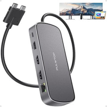 slomart Priključna stanica za MacBook - 2x 4K@60Hz, 2 HDMI, PD, Ethernet, USB-A/C 10G, SD/TF, USB 2.0 - MacBook Pro/Air M5/M4/M3