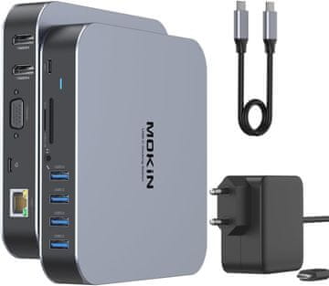 slomart MOKiN 13-u-1 USB C priključna stanica za MacBook Air/Pro - 65W adapter, dvostruki zaslon HDMI 4K, VGA, Ethernet, USB 3.0, PD, audio