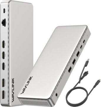 slomart WAVLINK priključna stanica za 3 monitora - 3x HDMI, 2x DP, 100W PD, USB-A/C 10Gbps, 2.5G Ethernet, za Intel/Mac, SM770