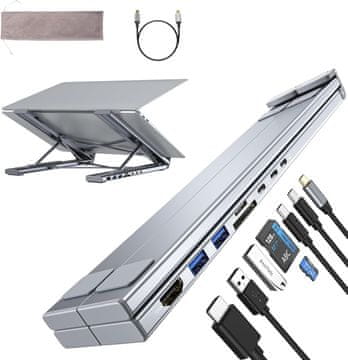 slomart M57 USB C priključna stanica 8 u 1 za laptop - 4K HDMI, SD/TF, držač. USBC čvorište za MacBook Pro/Air i prijenosna računala.