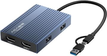 slomart ACASIS USB C na Dual HDMI DisplayLink adapter - 4K@60Hz, 2 HDMI, 100W PD, za Mac M1/M2/M3/Neo, USB A/C na Dual Monitor (Siva)