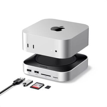 slomart UGREEN Mac mini M4 priključna stanica i postolje s NVMe SSD kućištem, 10Gbps USB čvorište, 3x USB A, 2x USB C, SD/TF, kompatibilno s M4/Pro