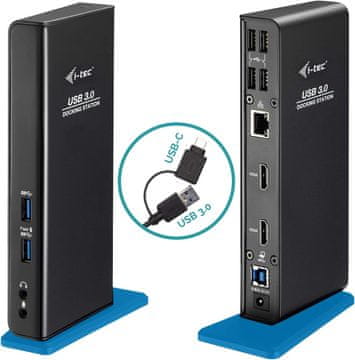 slomart i-tec USB-C/USB 3.0 Dualna priključna stanica - 2x HDMI, USB 3.0/2.0, Gigabit Ethernet, Audio, za tablete i laptop. Kompatibilno s Win/macOS/Linux.