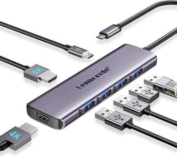 slomart USB C Hub - Aluminijska priključna stanica za laptop s 2 monitora, Dvostruki HDMI, USB 3.0 & 2.0, 100W PD za PC/MacBook/Lenovo/HP