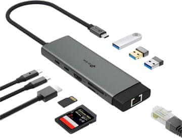 slomart TP-Link UH9120C USB C Hub - 100W PD, 4K HDMI, USB-C, USB-A, Gigabit Ethernet, SD/microSD čitač, za MacOS, Windows, Linux, iPad, Android