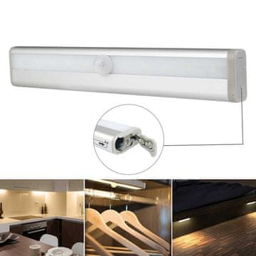 Netscroll LED svjetlo sa senzorom pokreta, 10 LED, domet 5 m, 120°, bijelo, 19 cm, SeeLux.