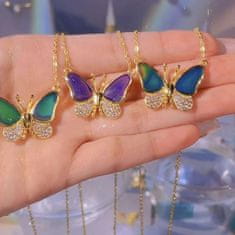 FRILLA® Ogrlica leptir koji mijenja boju, temperaturni privjesak, titanski čelik, podesiva duljina | FLUTTERX