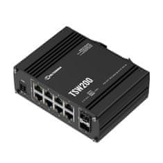 Giga preklopnik 8-portni 8x PoE 2xSFP 240W DIN Mini TSW200