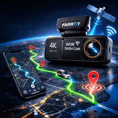 Farrot A8 4K UHD Dashcam (3840×2160), Dual Camera, GPS, WiFi, ADAS, WDR Night Vision, Parking Mode, microSD 256GB