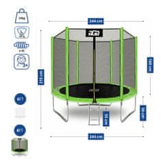 Aga Sport Top Trampolin 250 cm Svijetlo zelena + zaštitna mreža + ljestve