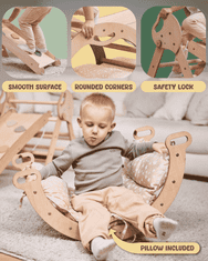 GOODEVAS 5-u-1 drveni penjalni okvir za unutarnju upotrebu s toboganom – Montessori penjalni trokut za djecu od 1 godine, unutarnji prostor za igru, penjalni set za bebe i set za kreativnu igru