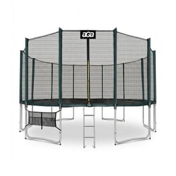 Aga Sport Pro Trampolin 500 cm Tamno zelena + zaštitna mreža + ljestve + džep za obuću