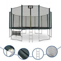 Aga Sport Pro Trampolin 500 cm Tamno zelena + zaštitna mreža + ljestve + džep za obuću