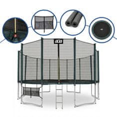 Aga Sport Pro Trampolin 500 cm Tamno zelena + zaštitna mreža + ljestve + džep za obuću