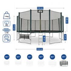 Aga Sport Pro Trampolin 518 cm Tamno zelena + zaštitna mreža + ljestve + džep za obuću